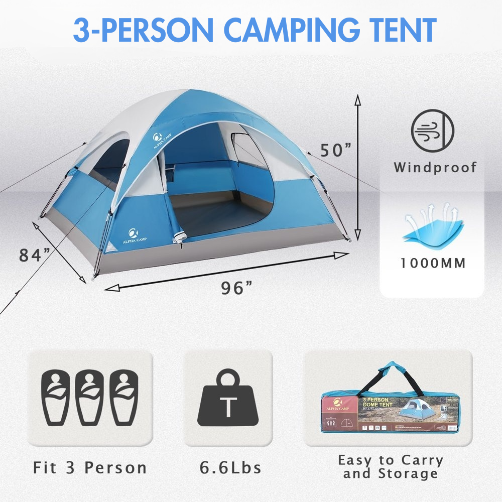 What size air mattress fits in a 3 person tent?