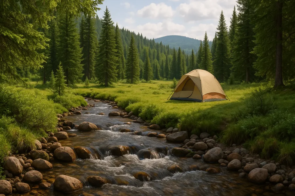 Choosing a campsite for camping hygiene near clean water