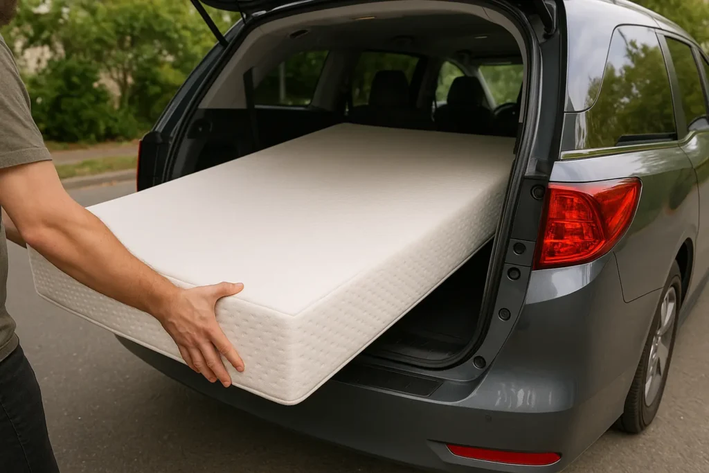 What Size Mattress Fits In A Honda Odyssey? (Queen, Full or Twin) 2025 Loading a queen-size mattress into a Honda Odyssey cargo area with seats folded