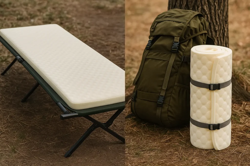Portable mattress topper for camping on a cot