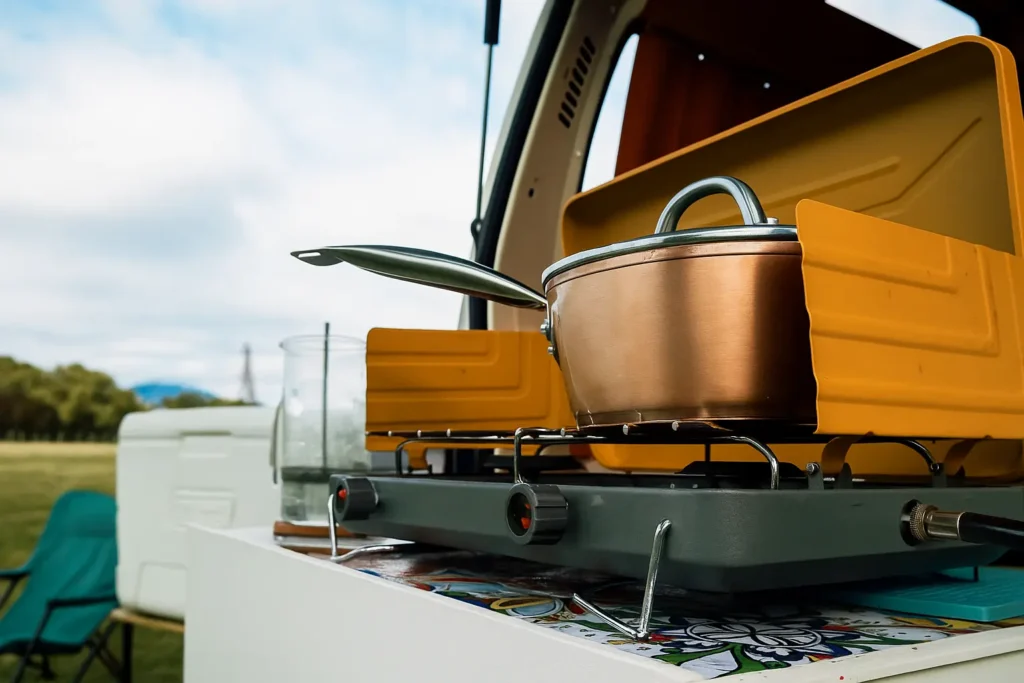 car camping kitchen setup