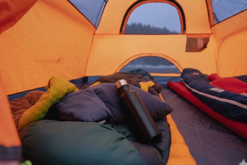 hot water bottle inside sleeping bag for warmth